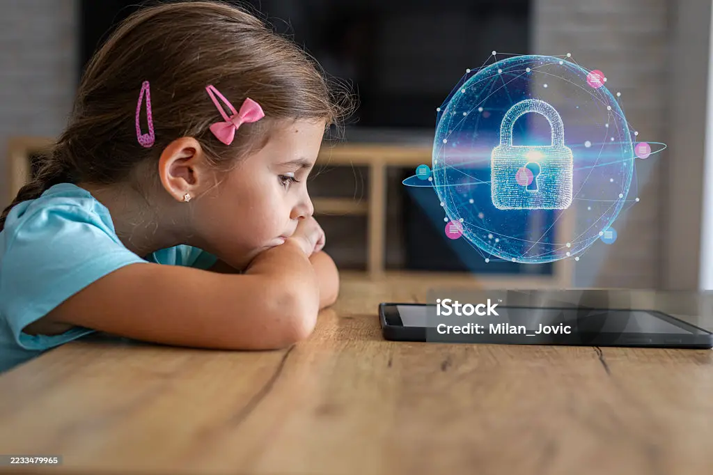 Child looking thoughtfully at a tablet screen